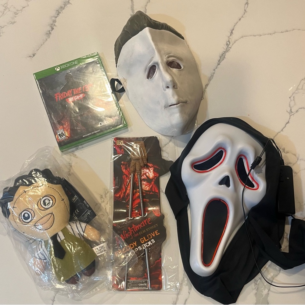 New X Box one Friday the 13th game & scary collectibles